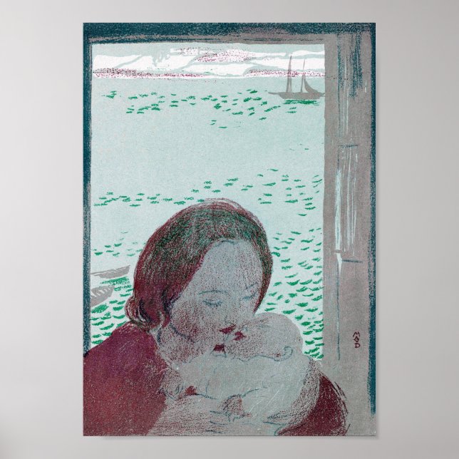Mutter Holding Baby, Maurice Denis Poster (Vorne)