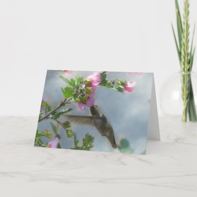 Mutter Hummingbird und Blume Glückwunsch zum Gebur Karte (Vorderseite)