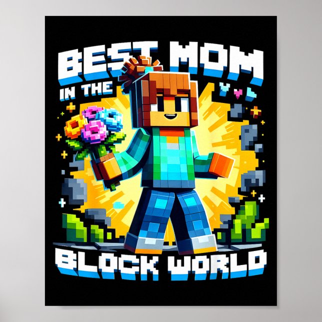 Mutter im Blockwelt-Pixel-Gaming-Muttertag Poster (Vorne)