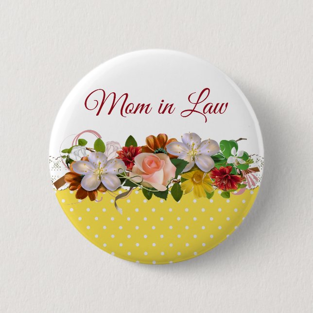 Mutter im Gesetz Floral Bouquet Wedding Button (Vorderseite)