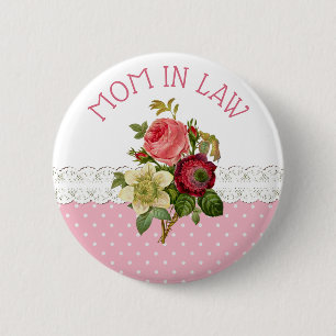 Mutter im Gesetz Rose Bouquet Wedding Button