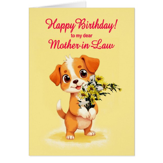 Mutter im Recht Geburtstag Welpe und Blume (Vorne)