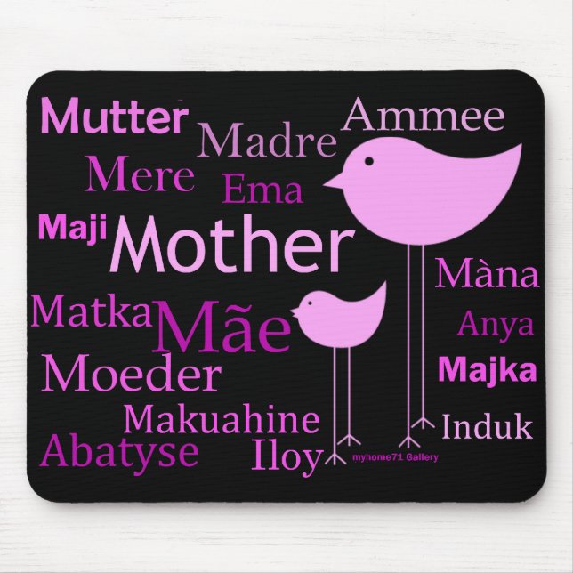 Mutter in den verschiedenen Sprachen Mousepad (Vorne)
