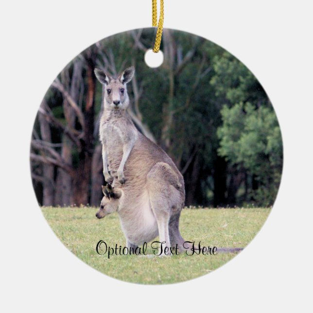 Mutter Kangaroo mit Baby Joey in ihrem Beutel Keramikornament (Vorne)