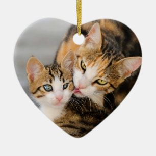 Mutter Katze Lieben Niedlich Kitten hängen Dekorat Keramikornament