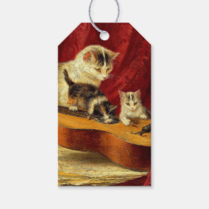 Mutter Katze und Kätzchen spielen mit Gitarre Geschenkanhänger