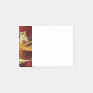 Mutter Katze und Kätzchen spielen mit Gitarre Post-it Klebezettel