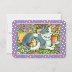 MUTTER KATZE UND KÜCHE, BLUME, BOWS & LEITFLÄCHE KARTE