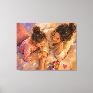 Mutter Kind Malen Liebe Leinwand Wandkunst