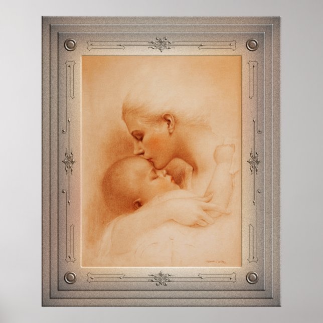 Mutter küsste ihr Baby von Charles Gates Sheldon Poster (Vorne)
