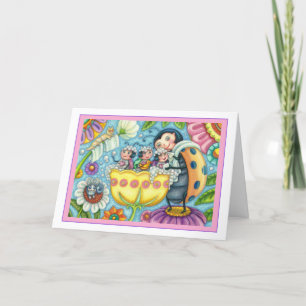 MUTTER LADYBUG & KINDER, TULIP TUB BUBBLE BAD H FEIERTAGSKARTE