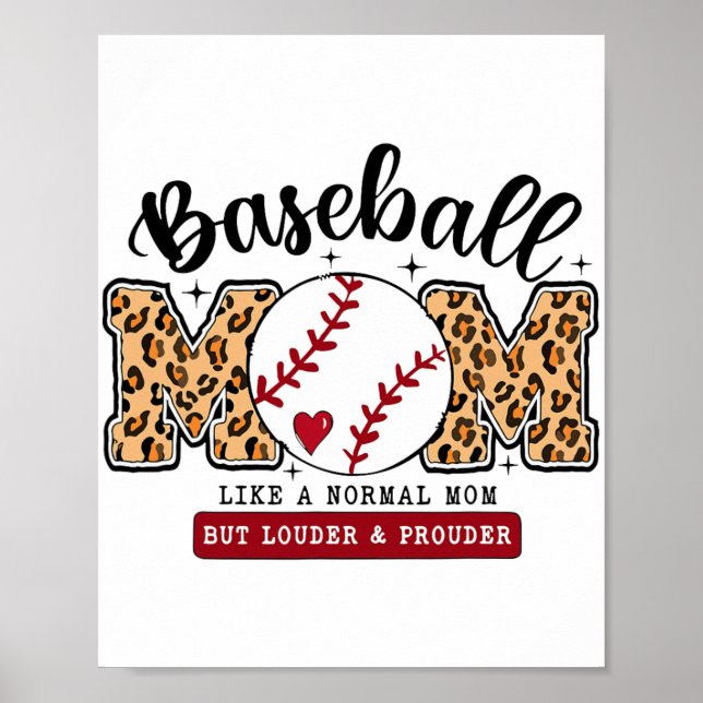 Mutter Leopard Laut & Stolz Baseball Mama Mütter Poster (Vorne)