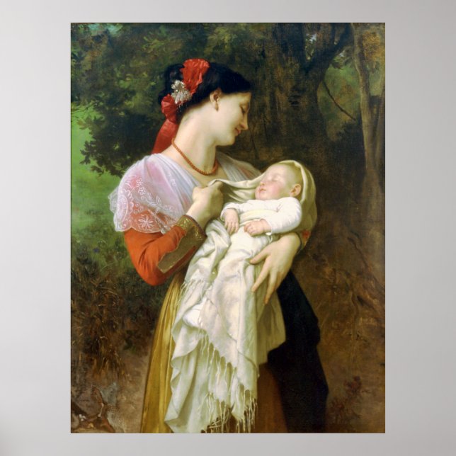 Mutter Liebe Bouguereau Kunst Poster (Vorne)