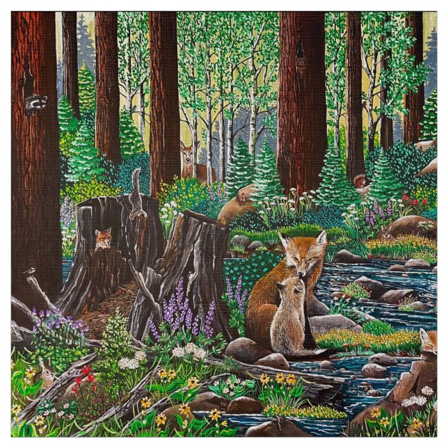 Mutter Liebe Fox Fabric Stoff (Muster)