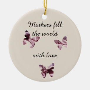 Mütter Liebe Rosa Lila Satin Butterfisch Urlaub Keramik Ornament