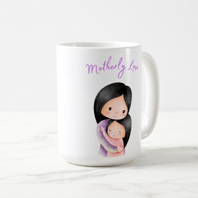 Mutter Liebe und Tochter umarmt Kaffeetasse (VorderseiteRechts)