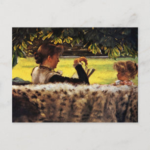 Mutter liest ihr kleines Mädchen Postkarte