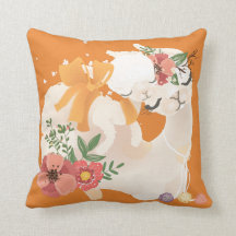Mutter Llama mit Babylama u. Blumen pillow