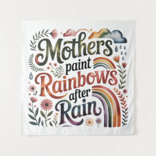 Mütter malen Regenbögen nach dem Regen Wandteppich