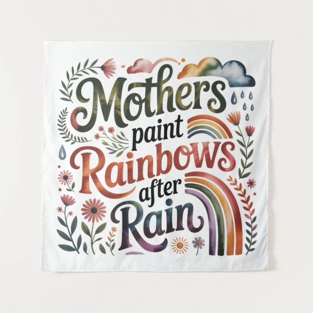Mütter malen Regenbögen nach dem Regen Wandteppich (Vorderseite)