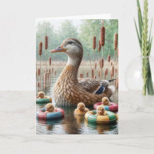 Mutter Mallard mit Duckling zn Karte