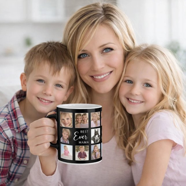 Mutter Mama Fotocollage schwarz weiß Kaffeetasse (Von Creator hochgeladen)