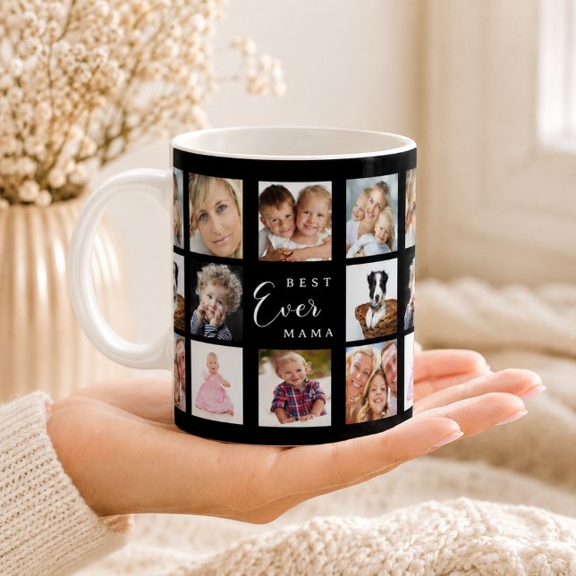Mutter Mama Fotocollage schwarz weiß Kaffeetasse (Von Creator hochgeladen)
