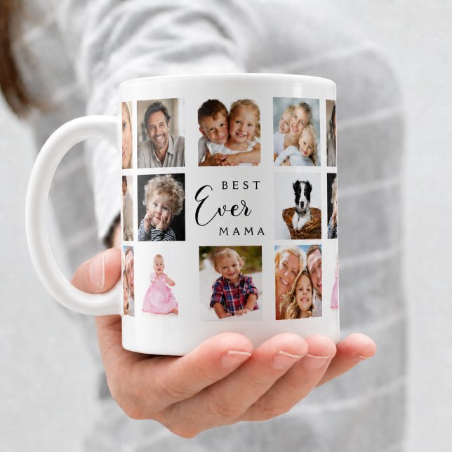 Mutter Mama Fotocollage weiß schwarz Kaffeetasse (Von Creator hochgeladen)
