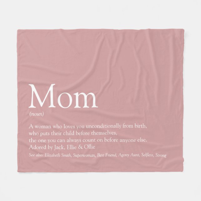 Mutter Mama Mum Definition Dusty Rose Rosa Fleecedecke (Vorderseite (Horizontal))