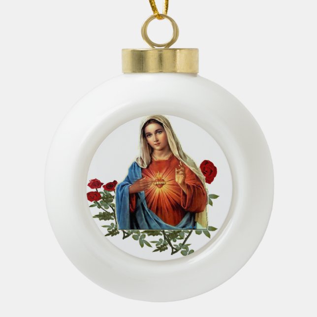 Mutter-Maria-Ornament Keramik Kugel-Ornament (Vorderseite)
