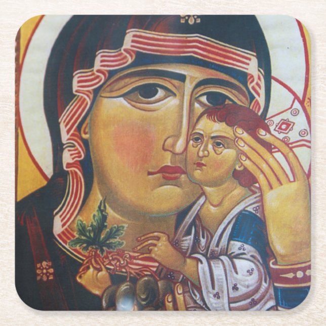 Mutter Maria und Jesus Kunst Rechteckiger Pappuntersetzer (Vorderseite)