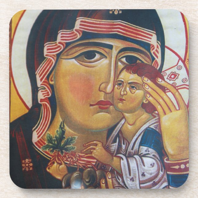 Mutter Maria und Jesus Kunst Untersetzer (Vorderseite)