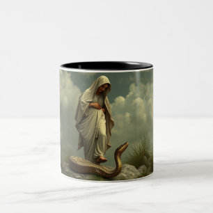 Mutter Maria zertritt die Schlange 2-Farben-Tasse Zweifarbige Tasse
