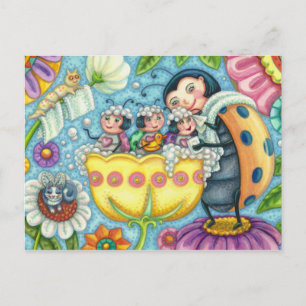 MUTTER MARIEKÄFER & KINDER, TULPEN-SCHAUMBAD POSTKARTE