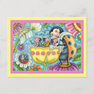 MUTTER MARIENKÄFER & KINDER, TULPEN-SCHAUMBAD POSTKARTE