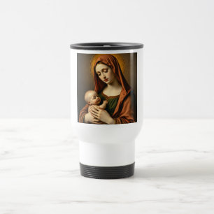 Mutter Mary and Baby Jesus White Travel Mug Reisebecher