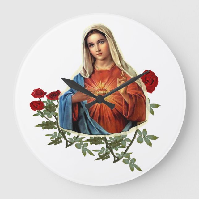 Mutter Mary Große Wanduhr (Vorderseite)