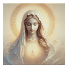 Mutter Mary in sanften weißen Tönen Poster