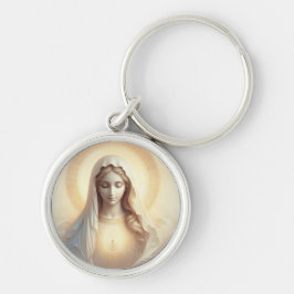 Mutter Mary in sanften weißen Tönen Schlüsselanhänger