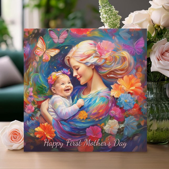 Mutter mit Baby Girl First Mother Day Karte (Von Creator hochgeladen)