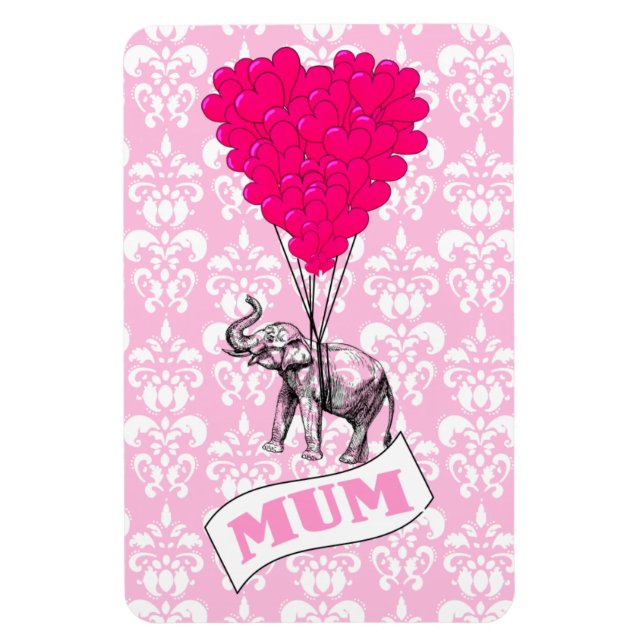 Mutter mit rosa Elefanten Magnet (Vertikal)