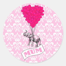 Mutter mit rosa Elefanten Runder Aufkleber