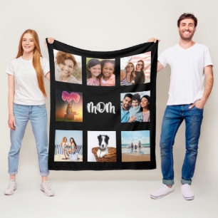 Mutter mit schwarzem silberfarbenem Foto Fleecedecke