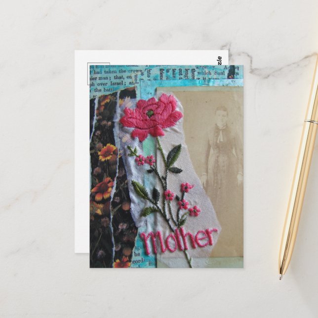 Mutter Mixed Media Collage Postkarte (Vorderseite/Rückseite Beispiel)