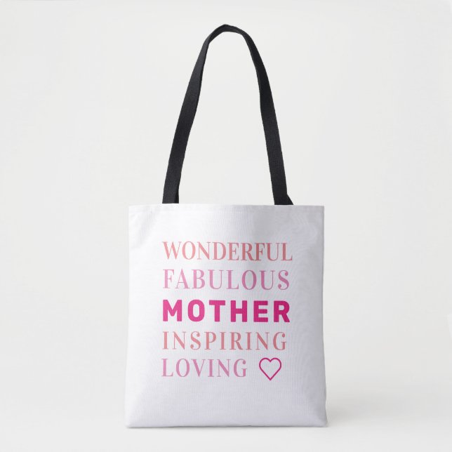 Mutter Moderne Typografie Herz Tasche (Vorderseite)