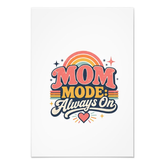 Mutter-Modus Immer An Retro Muttertag Geschenk Fotodruck (Vorne)