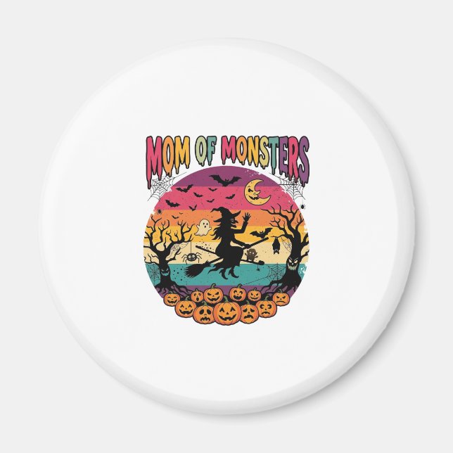 Mutter Monster Halloween Hexe Kürbisse Fledermäuse Magnet (Vorne)