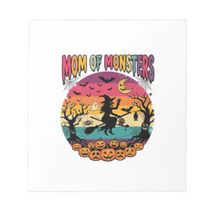 Mutter Monster Halloween Hexe Kürbisse Fledermäuse Notizblock