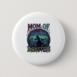 Mutter Monster Halloween Hexe Mond Kürbisse Friedh Button