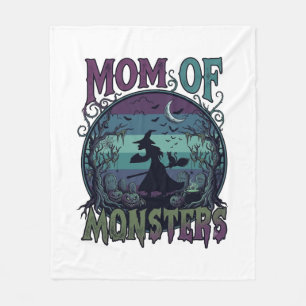 Mutter Monster Halloween Hexe Mond Kürbisse Friedh Fleecedecke
